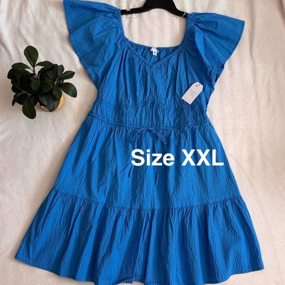 Time and Tru Women's Sweetheart Mini Dress with Flutter Sleeves, Size XXL - Picture 6 of 6